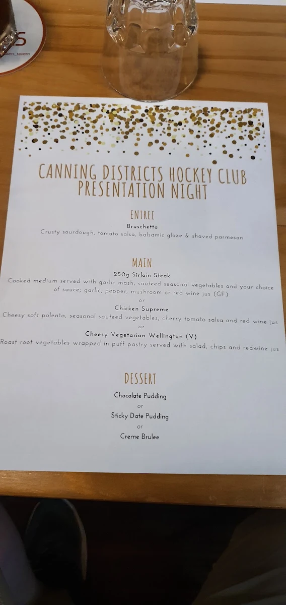 Menu, Lakers Tavern