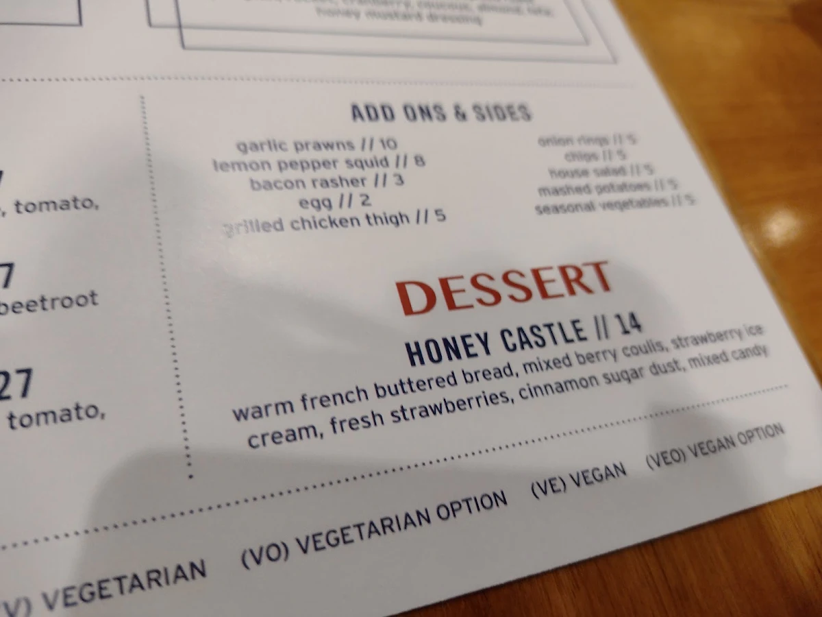 Menu, Lakers Tavern