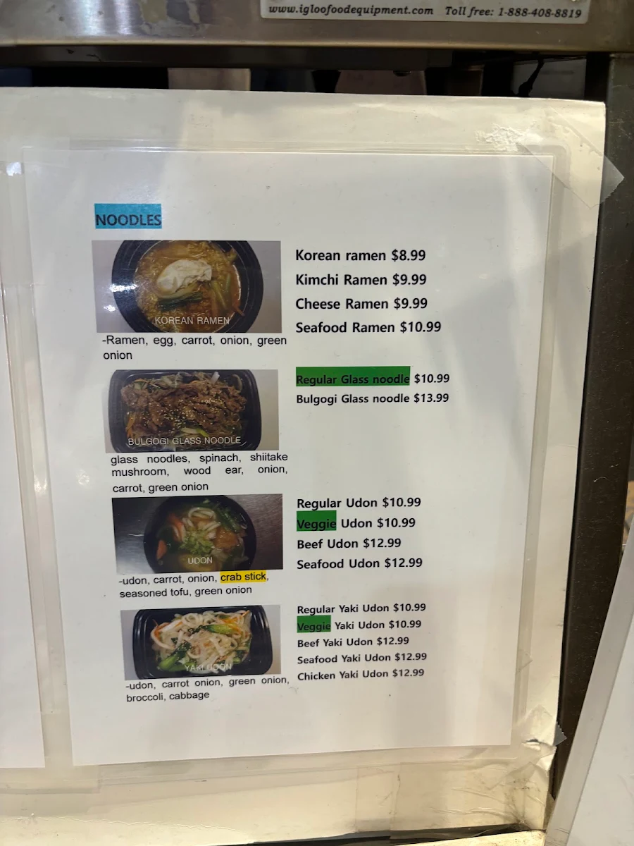Menu, Sushi & Bbbop