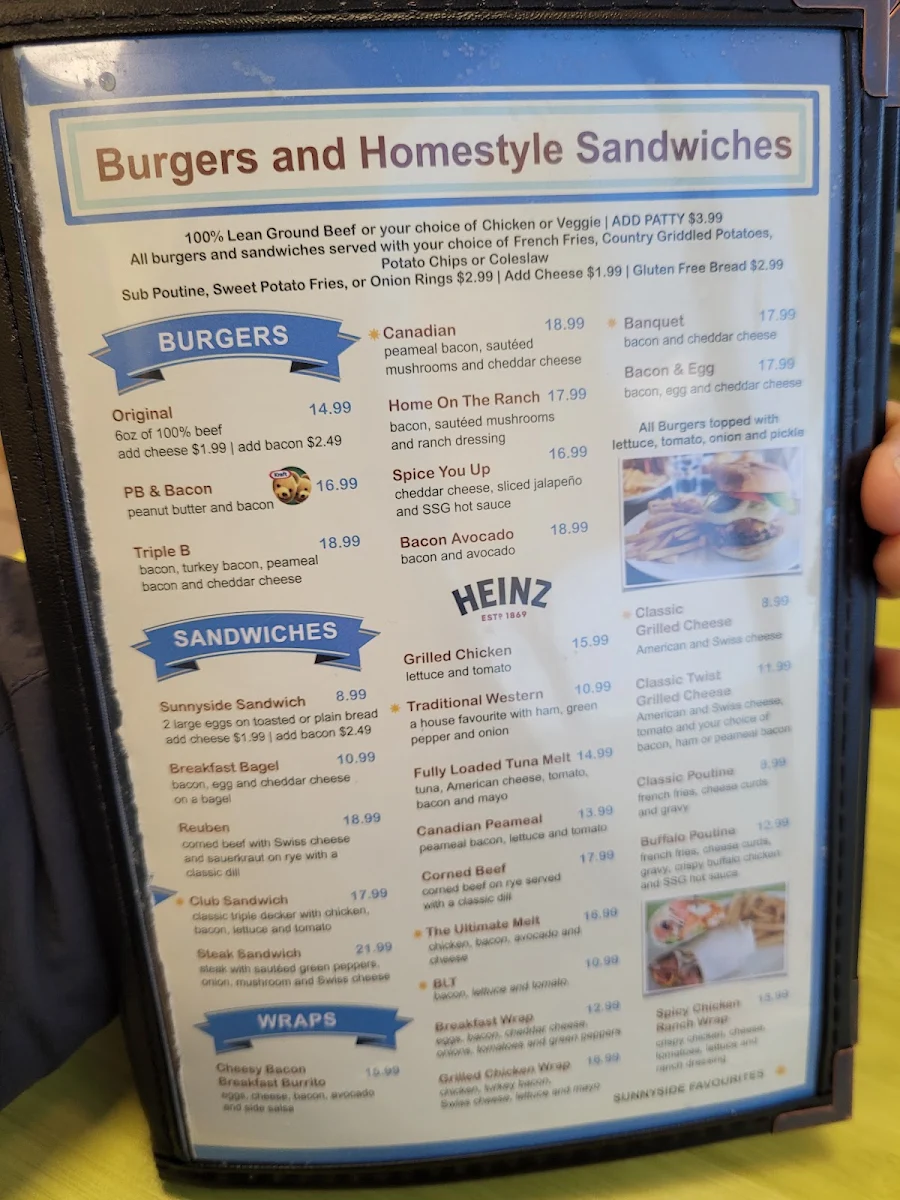 Menu, Sunnyside Grill