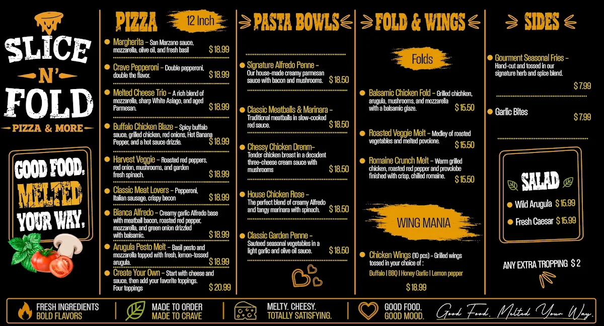 Menu, Slice N' Fold