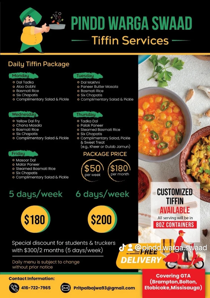 Menu, PINDD WARGA SWAAD Tiffin