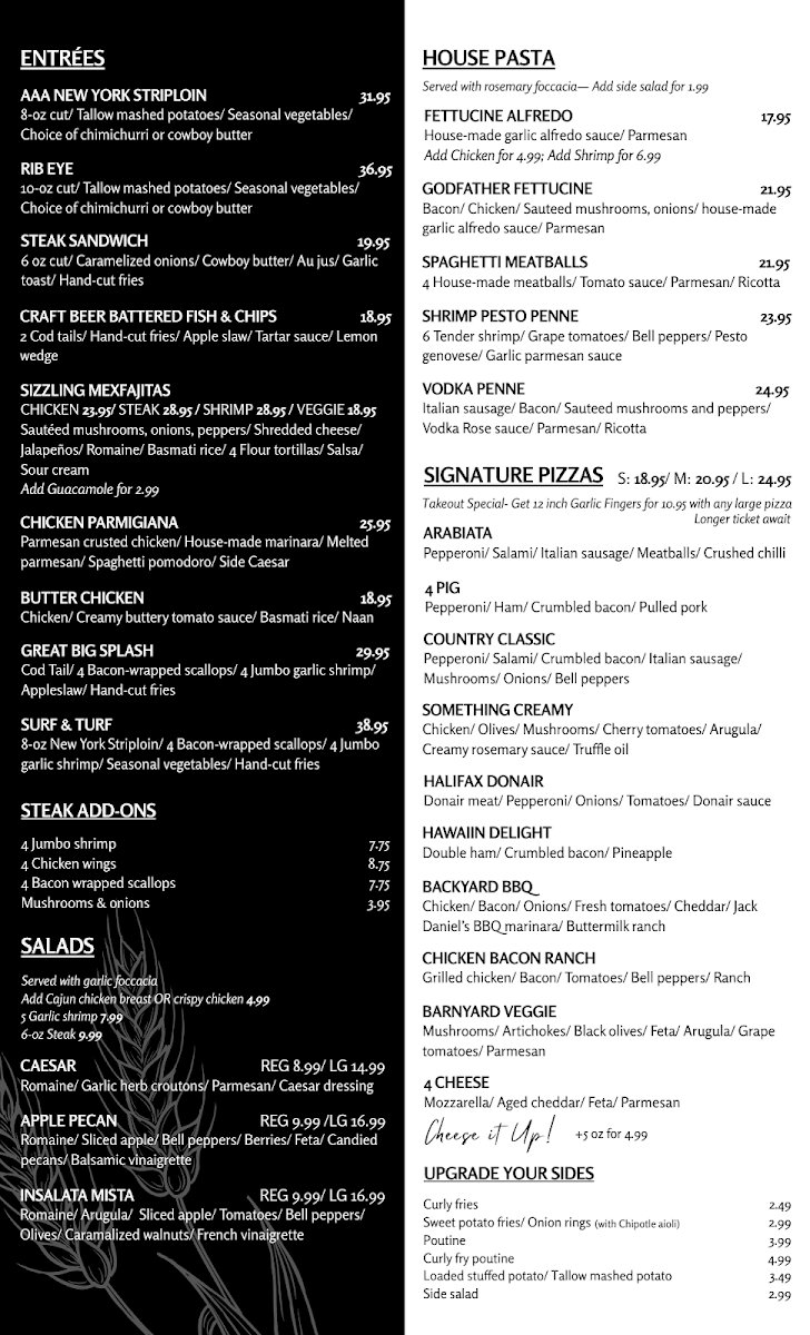 Menu, Country Porch