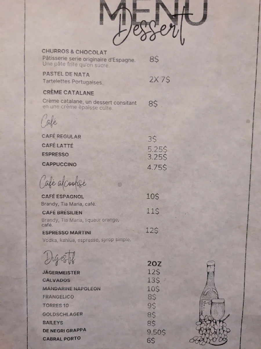Menu, La Bodega