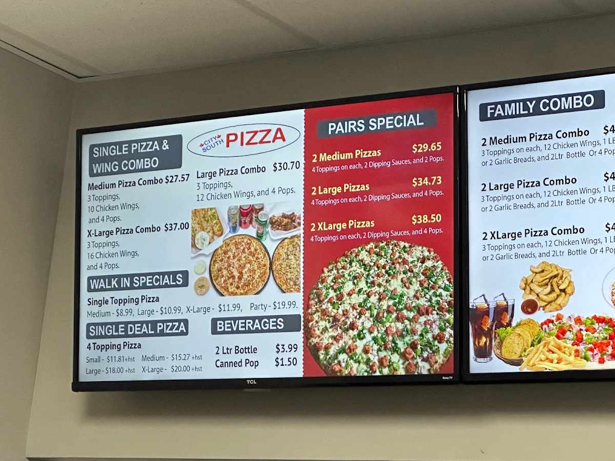 Menu, City South Pizza