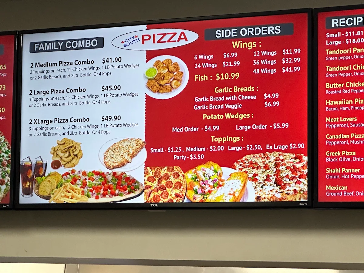Menu, City South Pizza