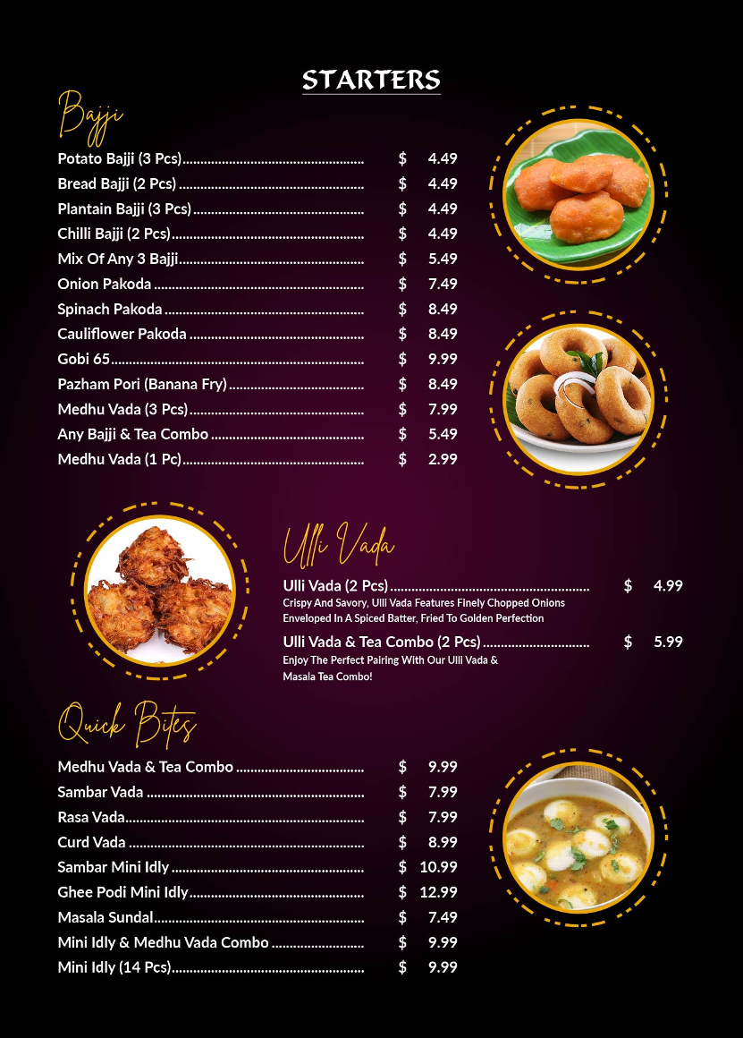 Menu, Dosa Kitchen | South Indian Dosa Restaurant | Scarborough