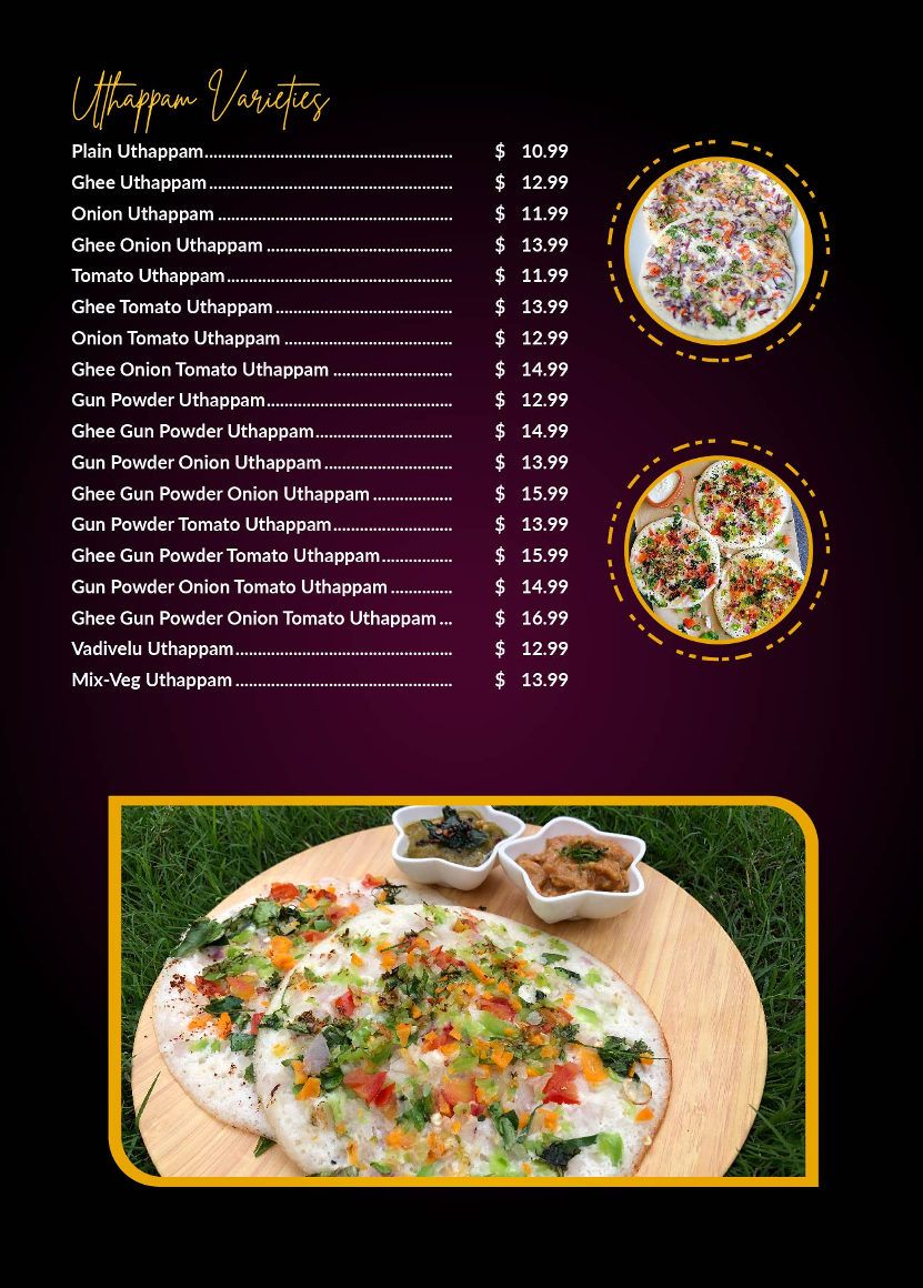 Menu, Dosa Kitchen | South Indian Dosa Restaurant | Scarborough