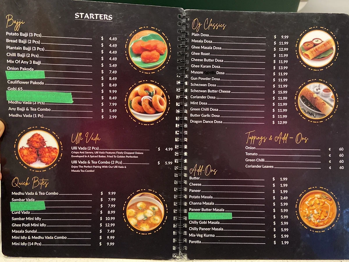 Menu, Dosa Kitchen | South Indian Dosa Restaurant | Scarborough
