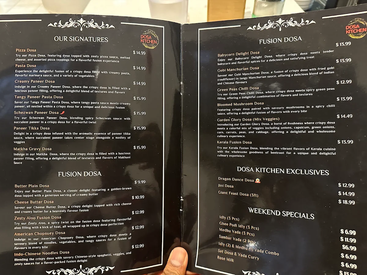 Menu, Dosa Kitchen | South Indian Dosa Restaurant | Scarborough