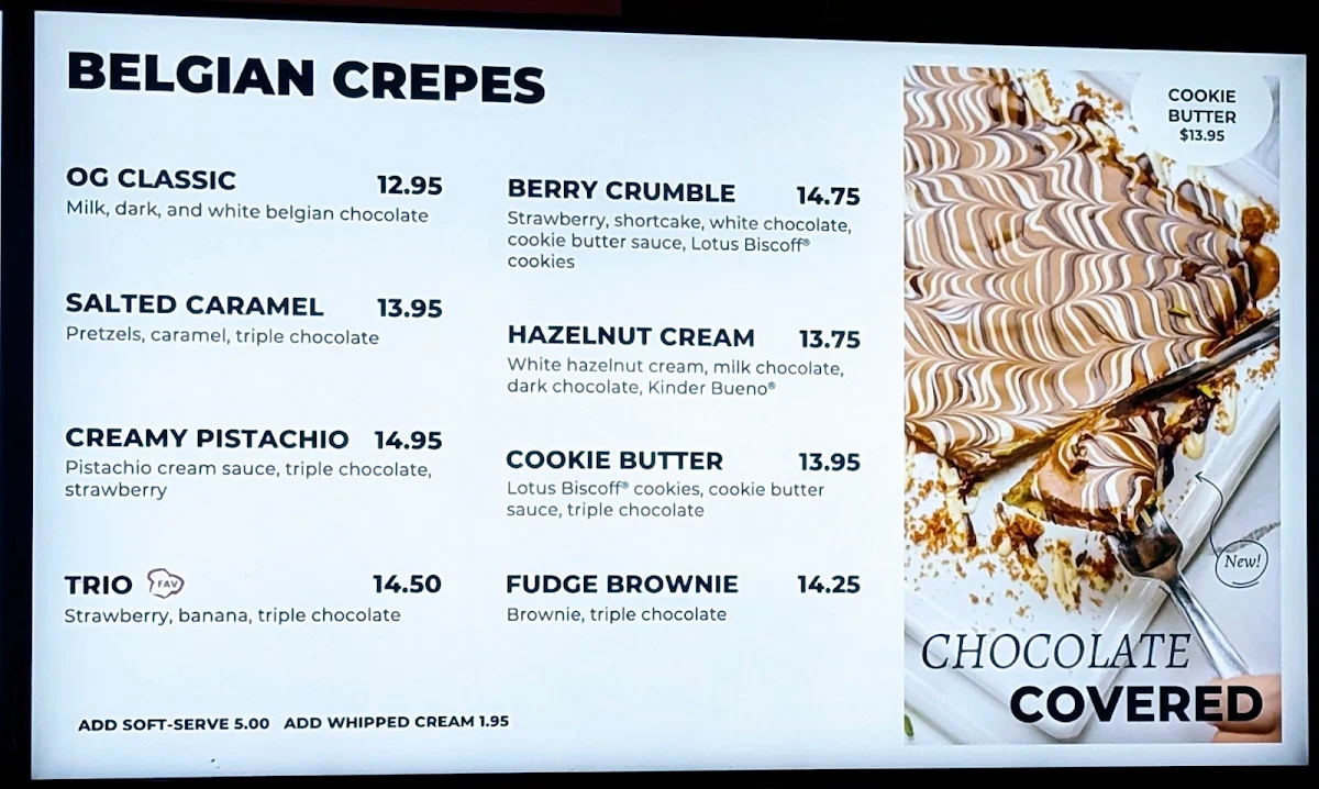 Menu, Crepe Delicious Niagara Falls