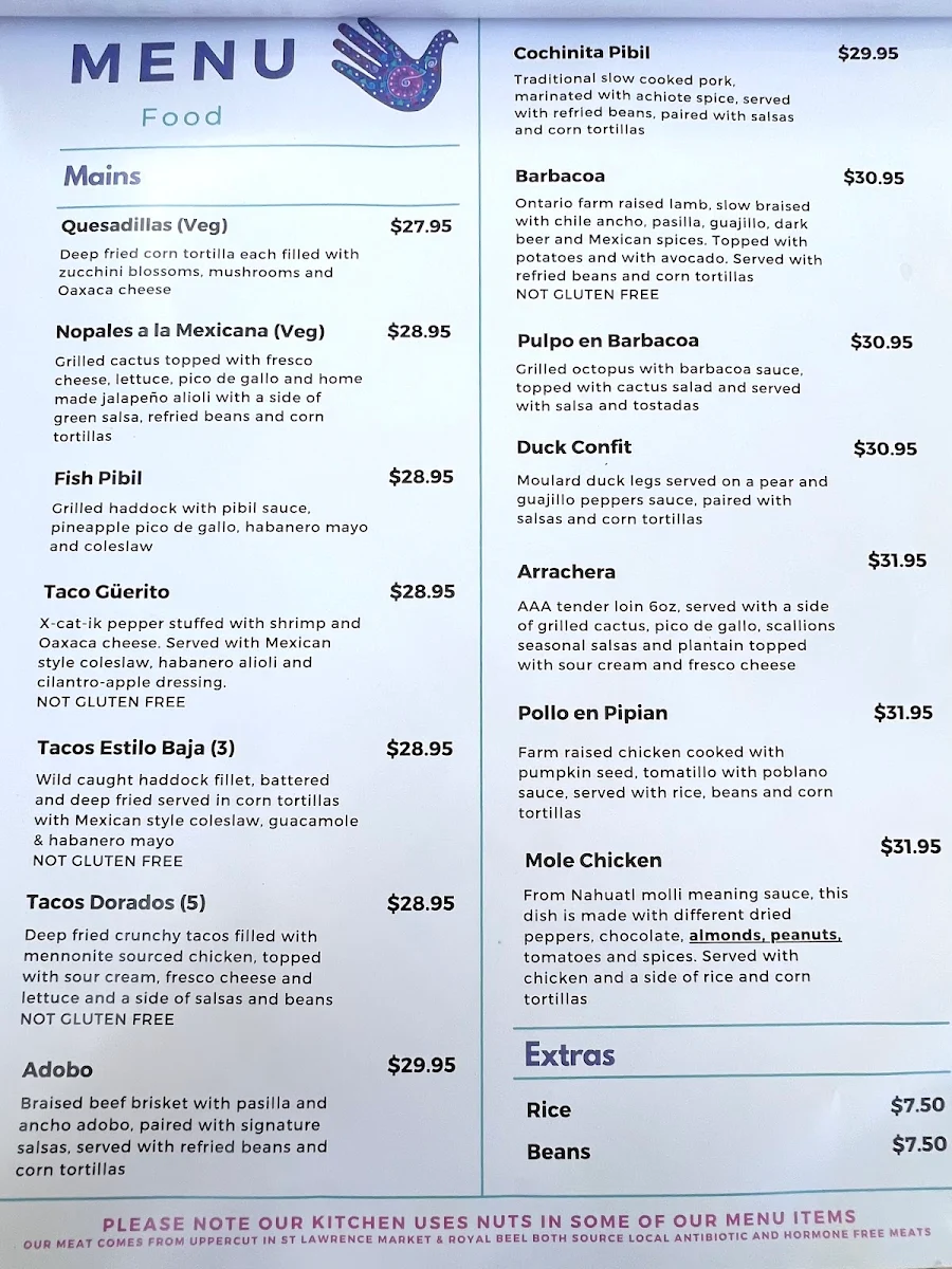 Menu, XOLA