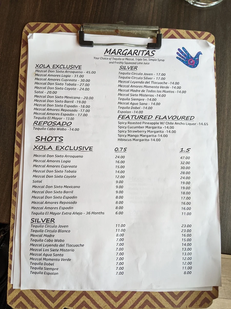 Menu, XOLA