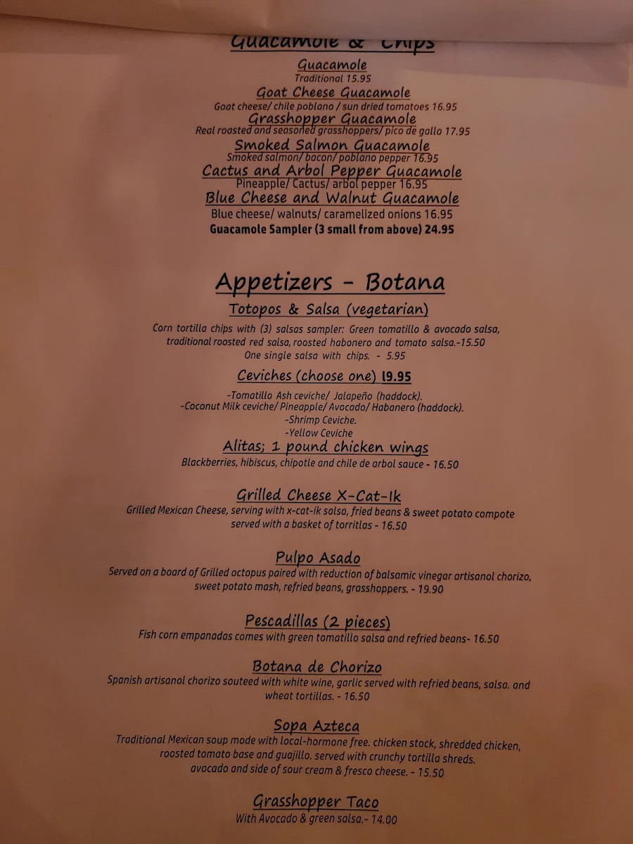 Menu, XOLA
