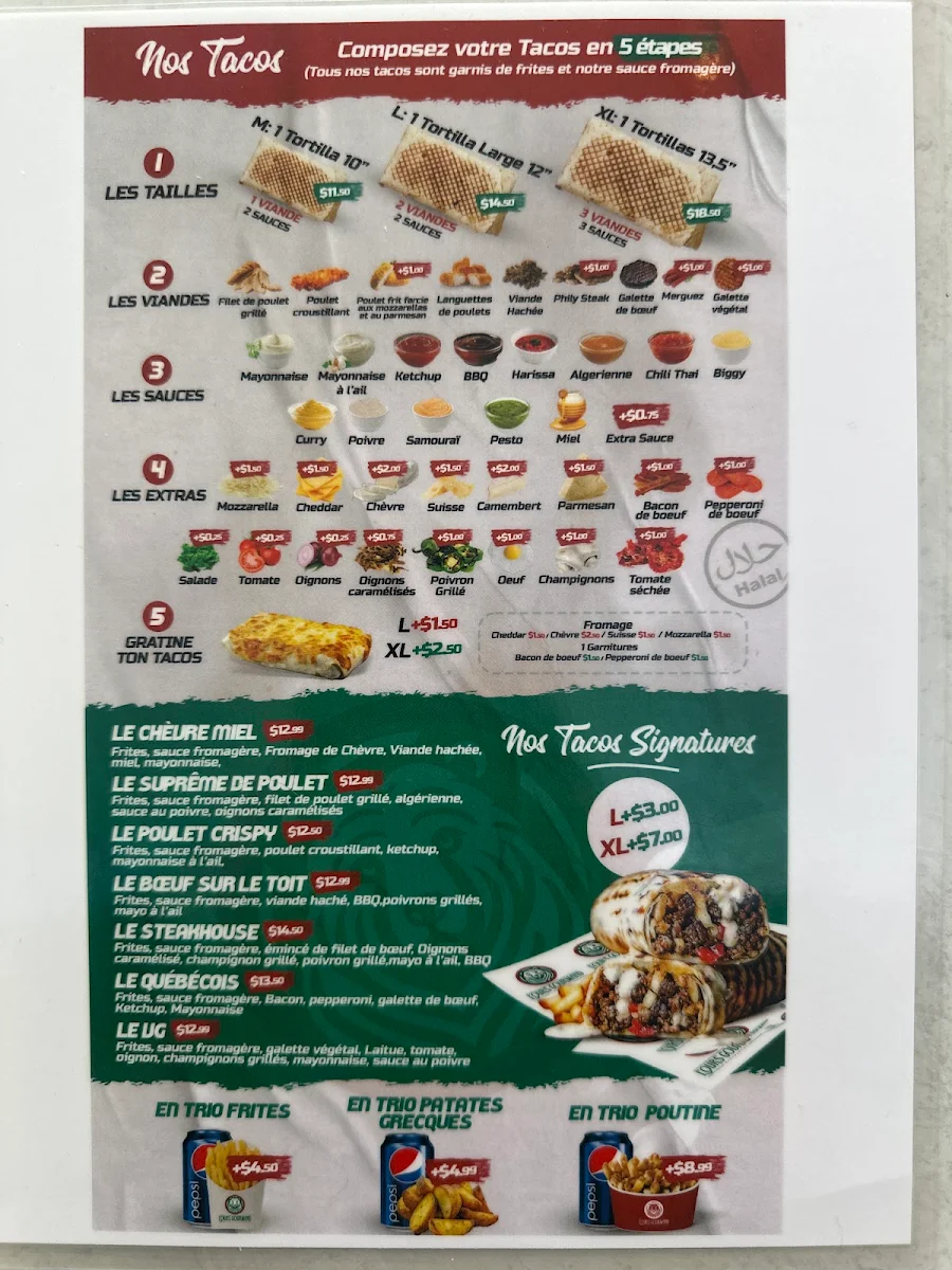 Menu, Restaurant L’Ours Gourmand