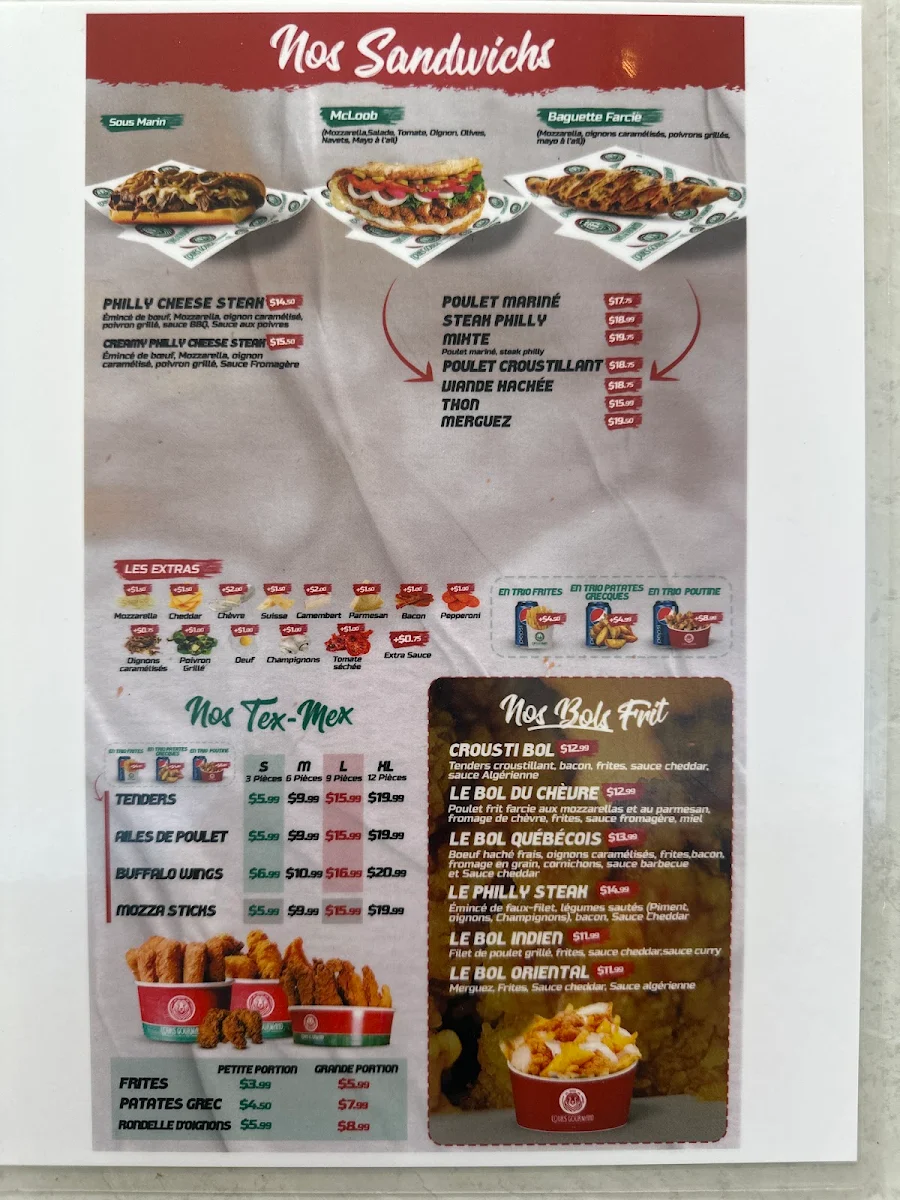 Menu, Restaurant L’Ours Gourmand