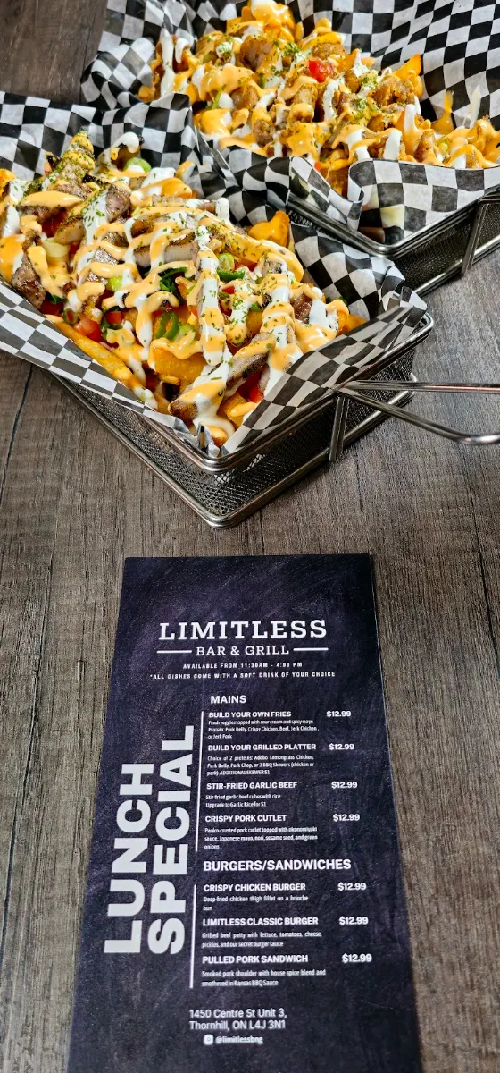 Menu, Limitless Bar & Grill