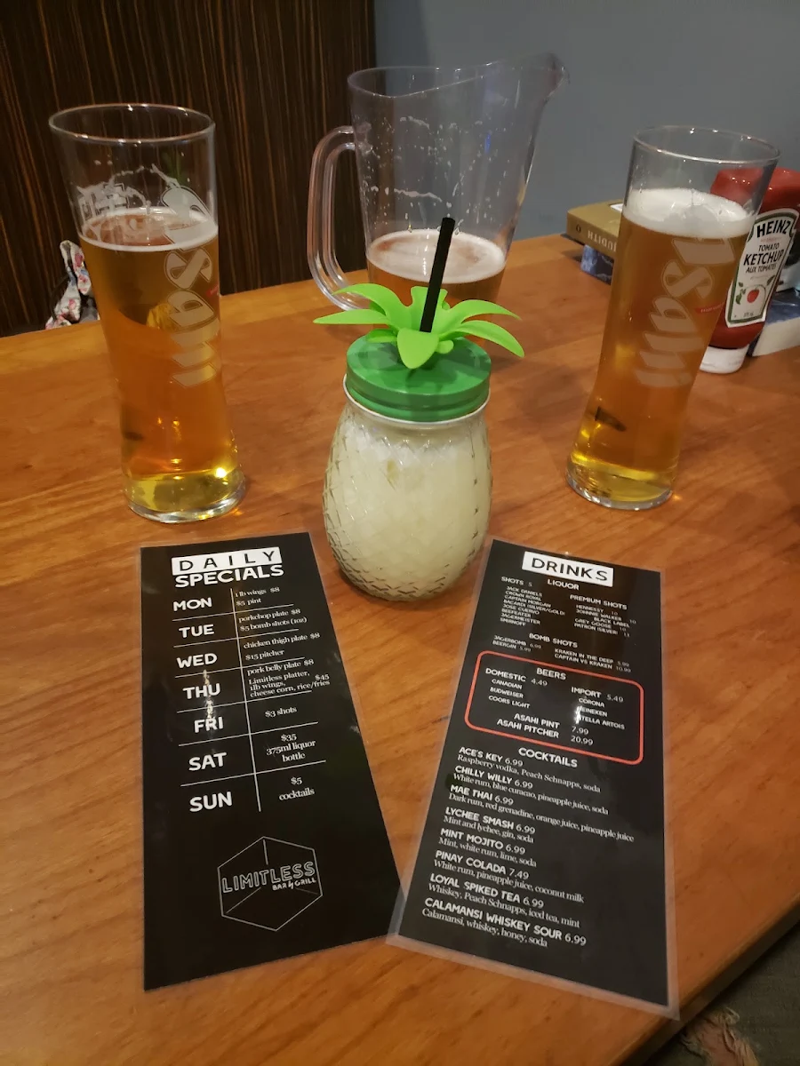 Menu, Limitless Bar & Grill