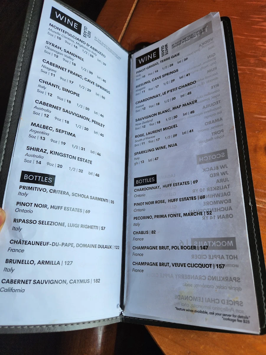 Menu, Trattoria Gusto