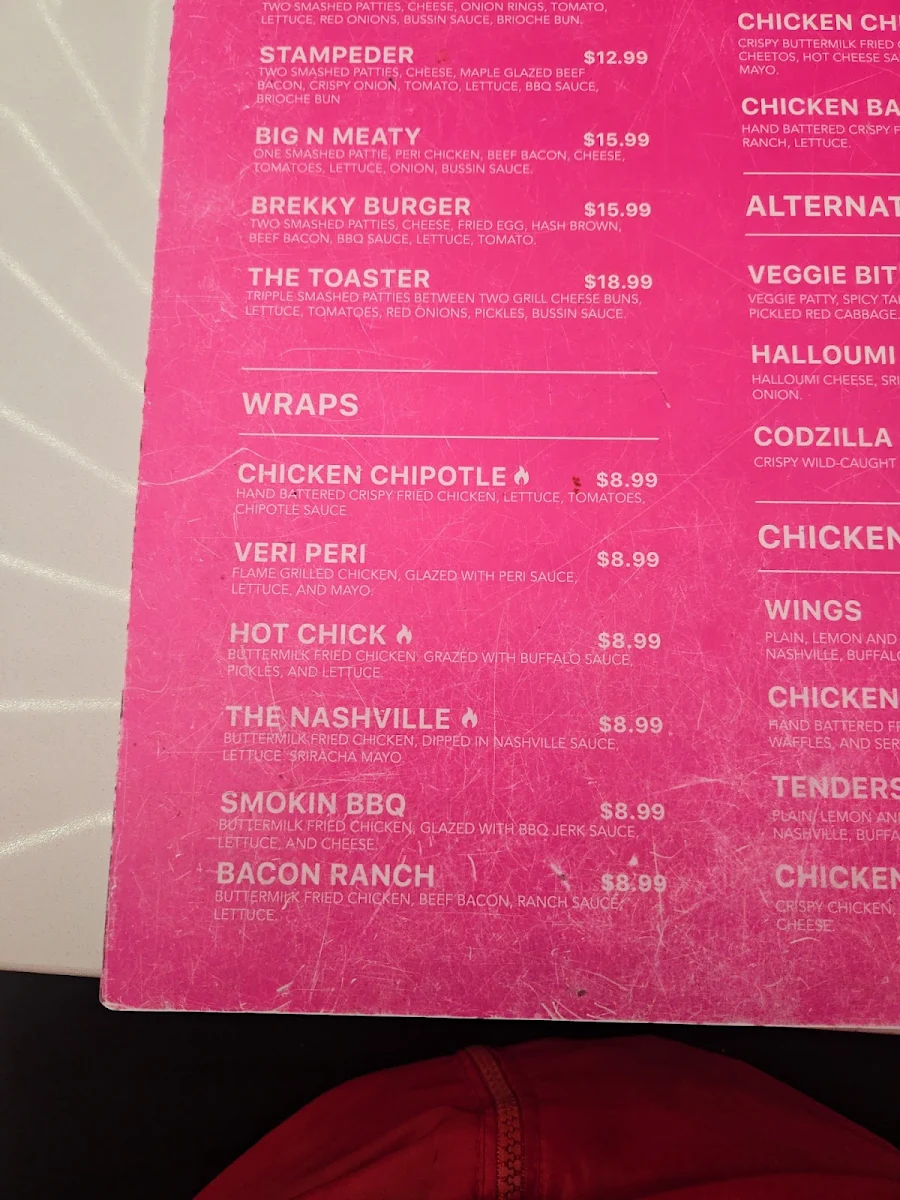 Menu, BUSSIN BURGER