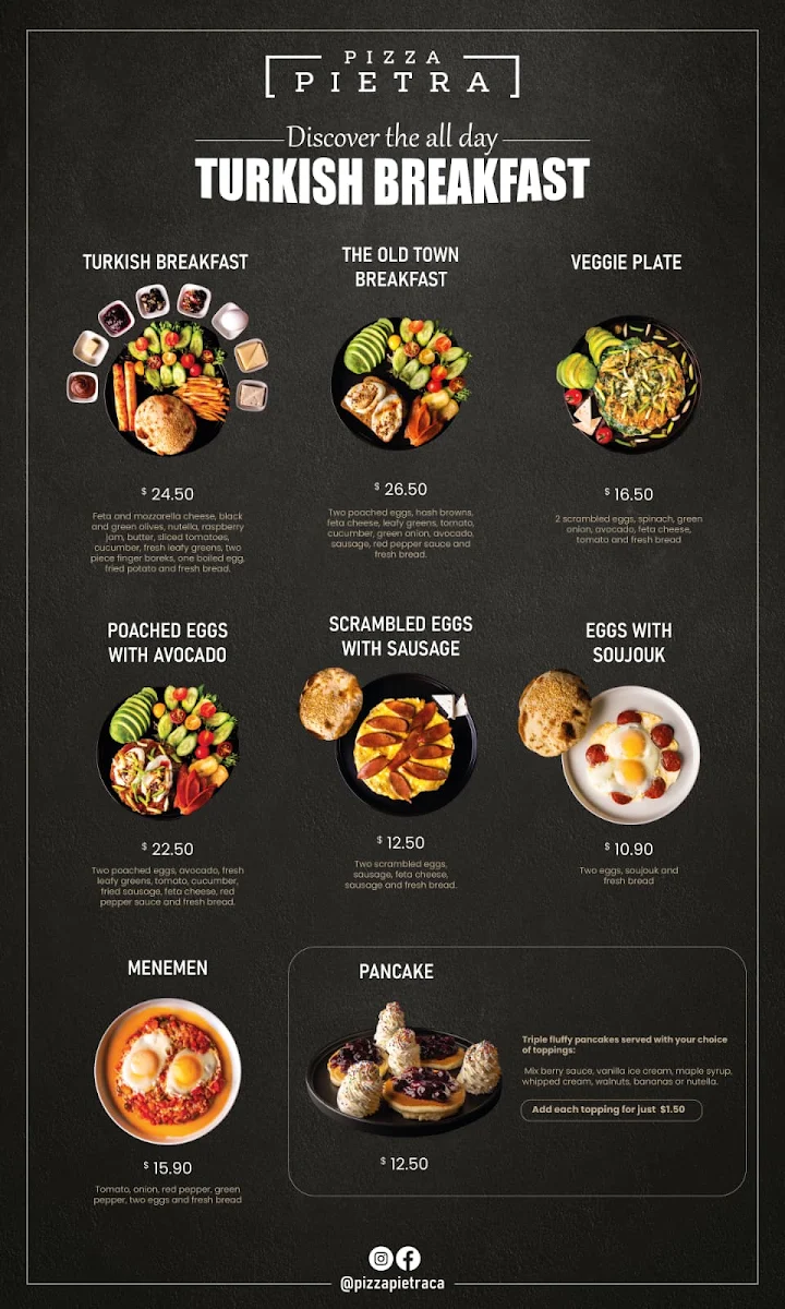 Menu, PIZZA PIETRA