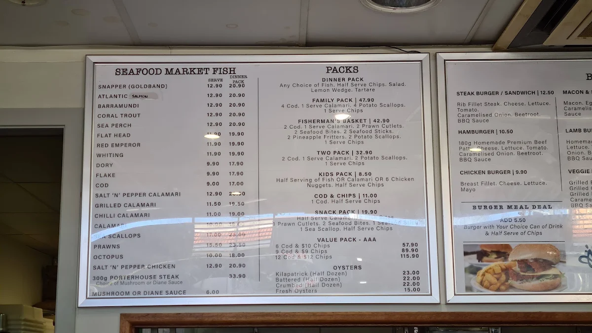 Menu, Blue Ocean Seafood