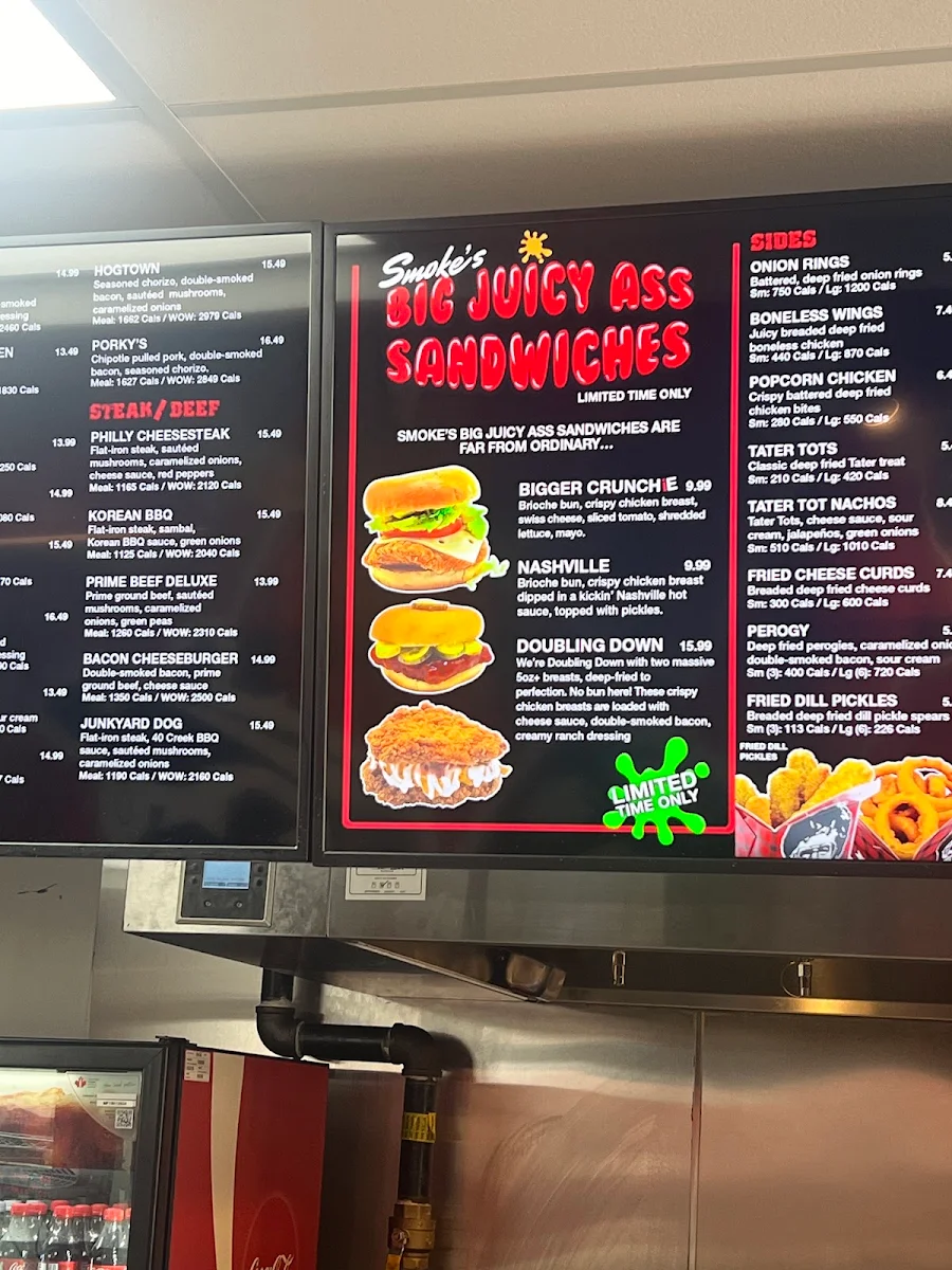 Menu, Smoke's Poutinerie Windsor