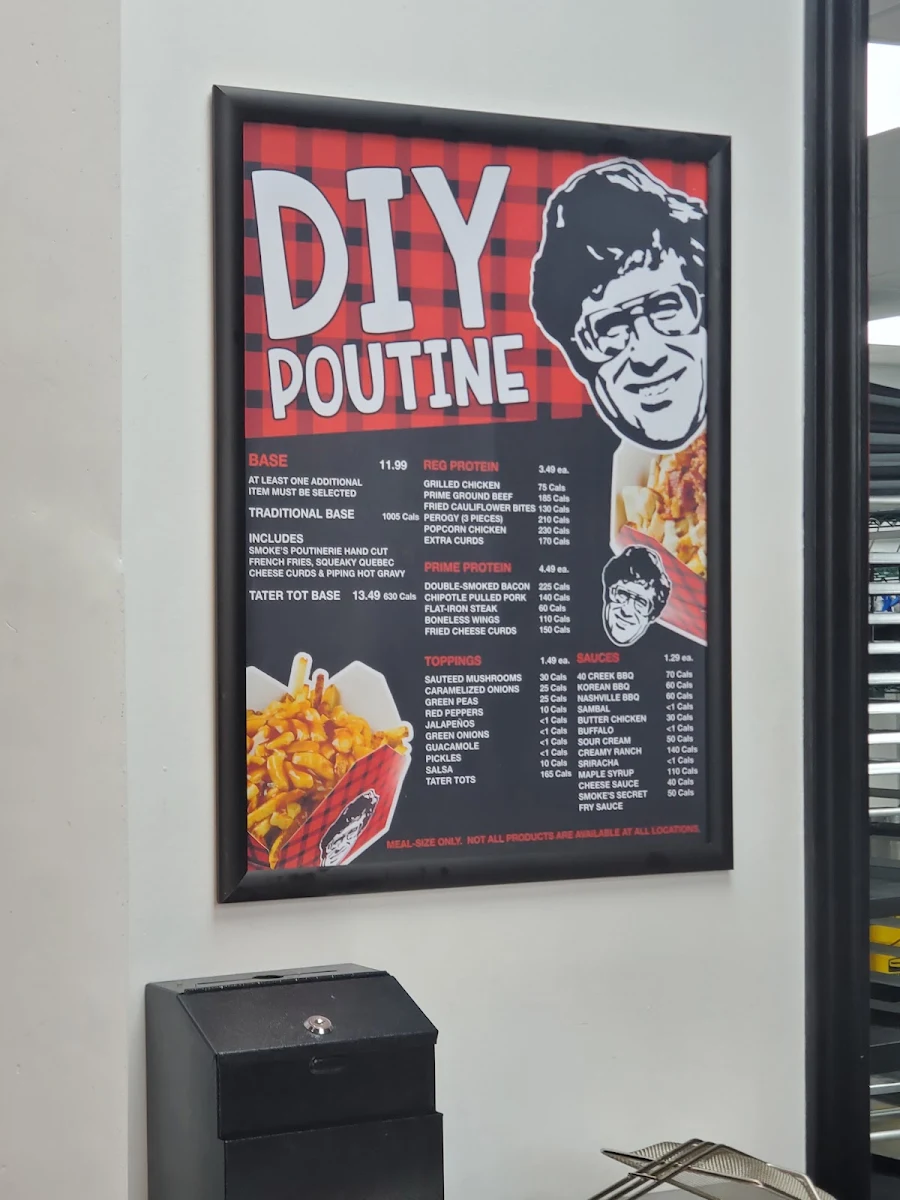Menu, Smoke's Poutinerie Windsor