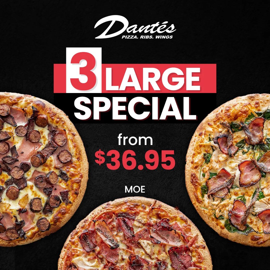 Menu, Dante's Pizza