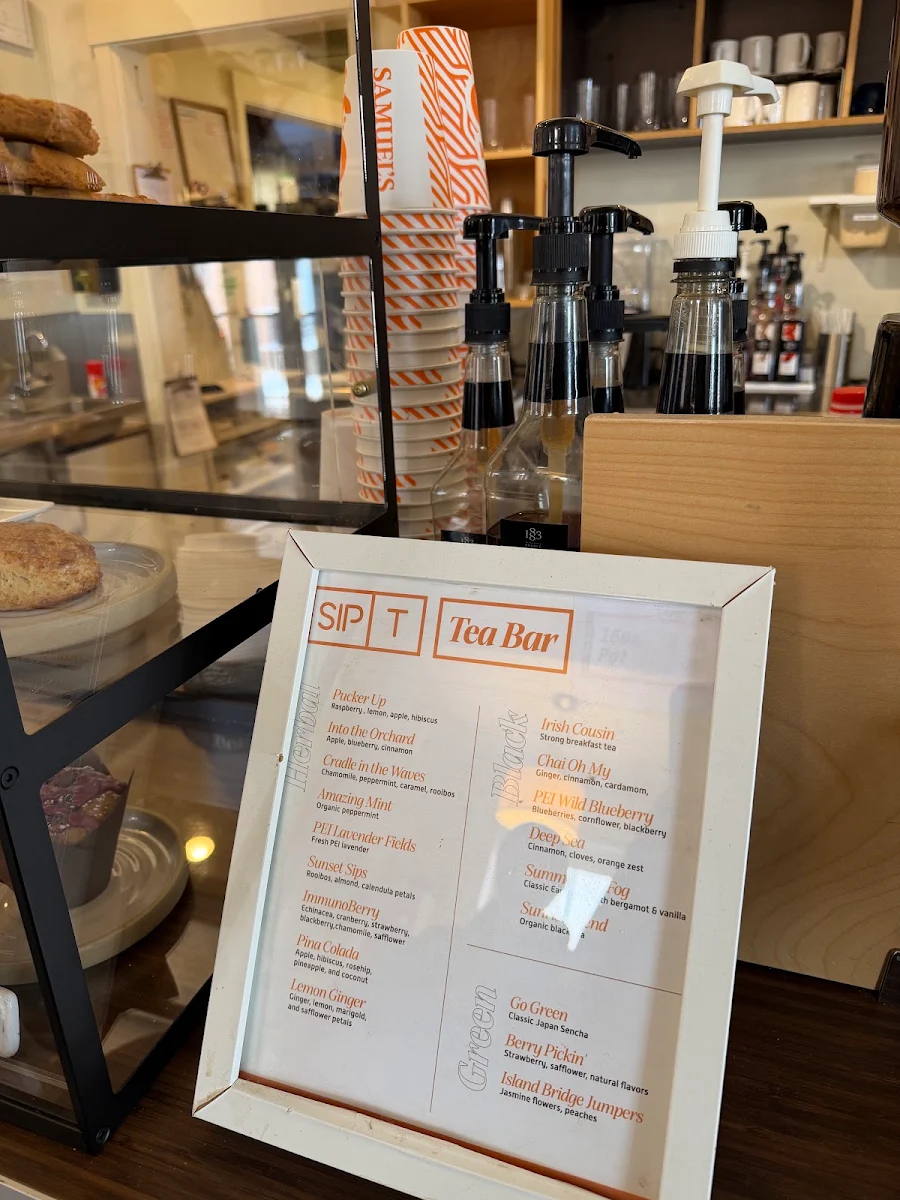 Menu, Samuel's Coffee House
