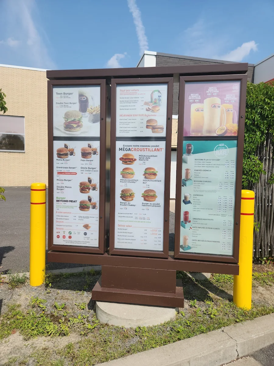 Menu, A&W Canada