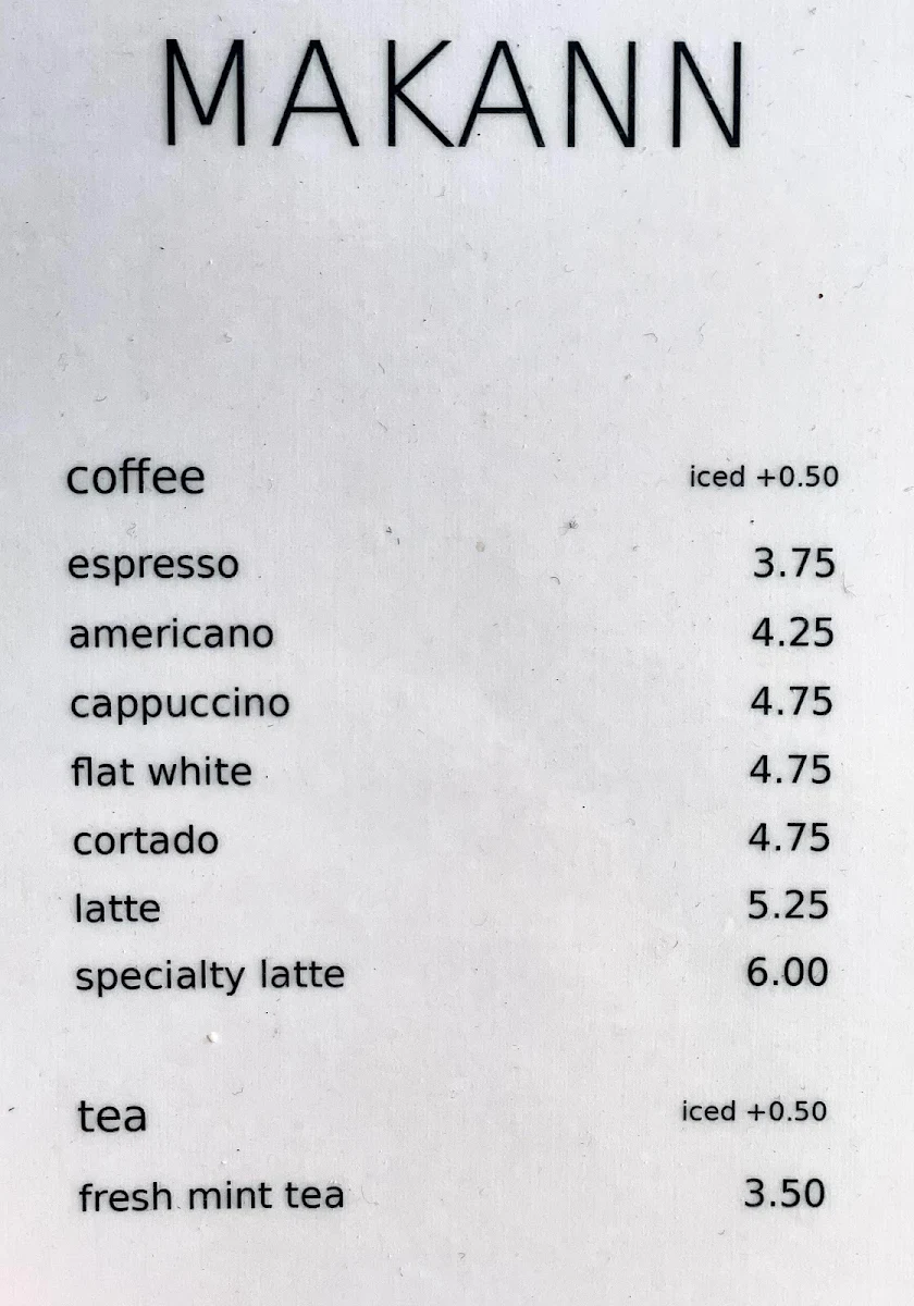 Menu, Makann