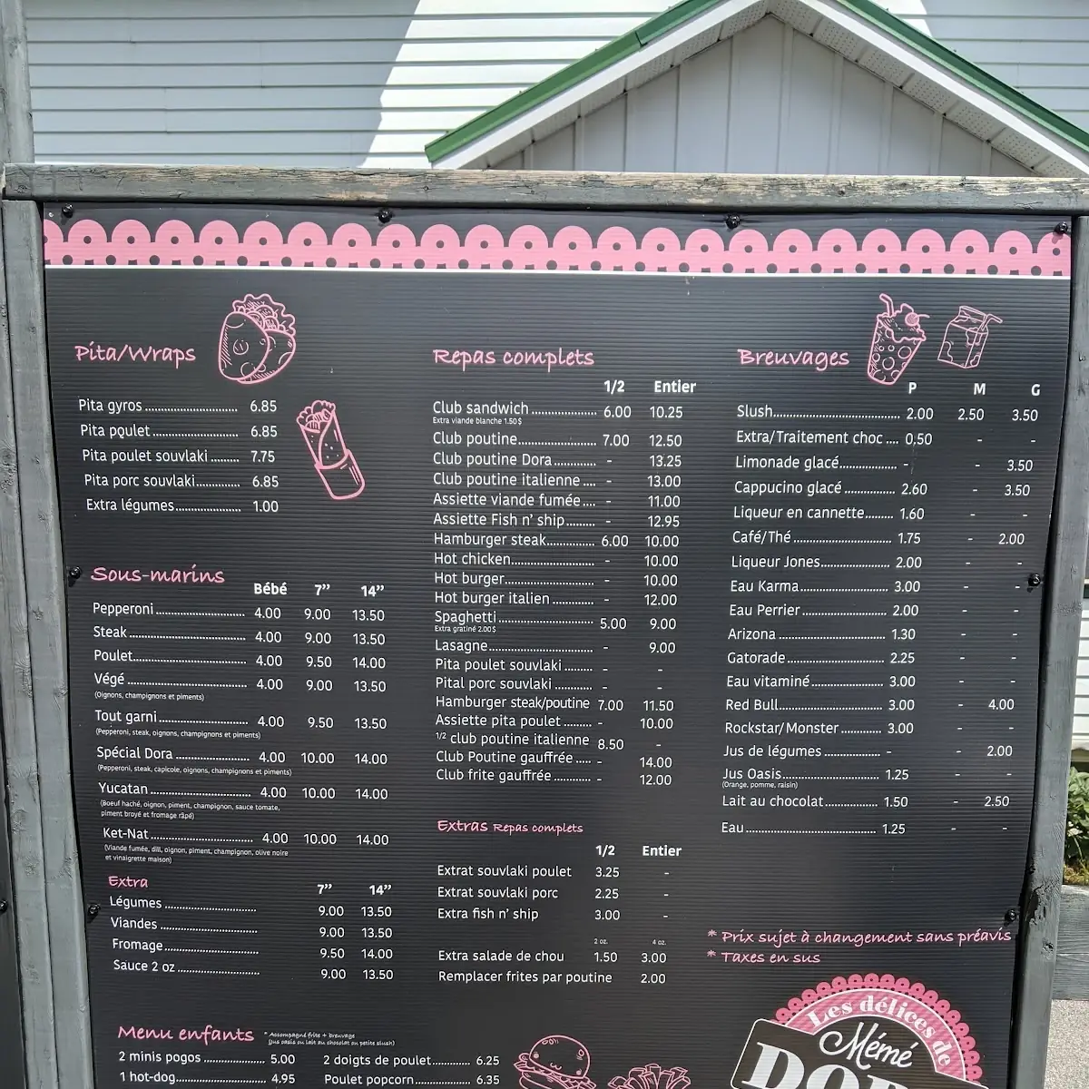 Menu, Les délices de Mémé Dora