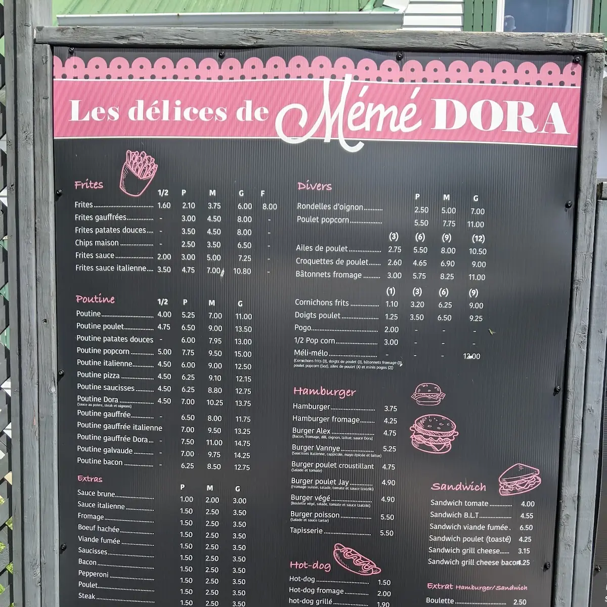 Menu, Les délices de Mémé Dora