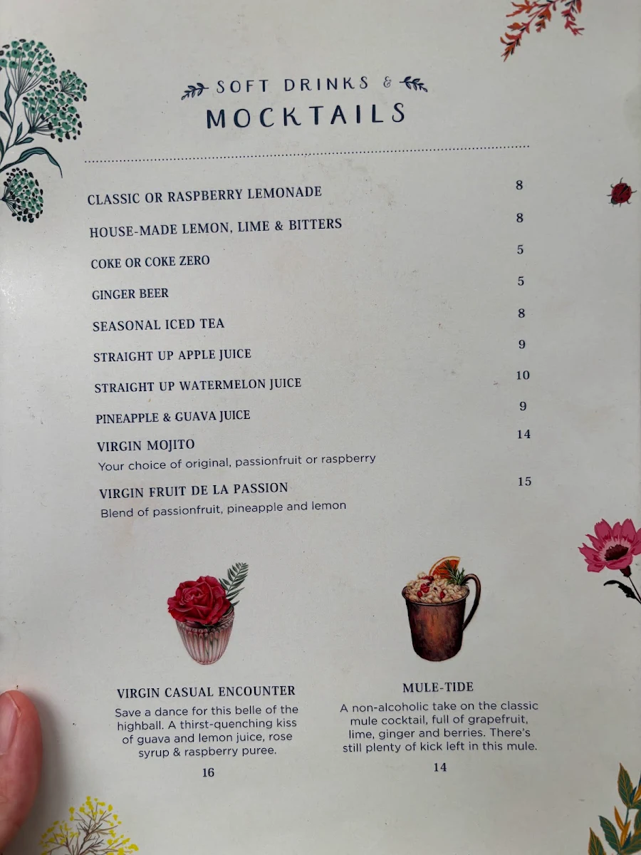 Menu, The Potting Shed at The Grounds
