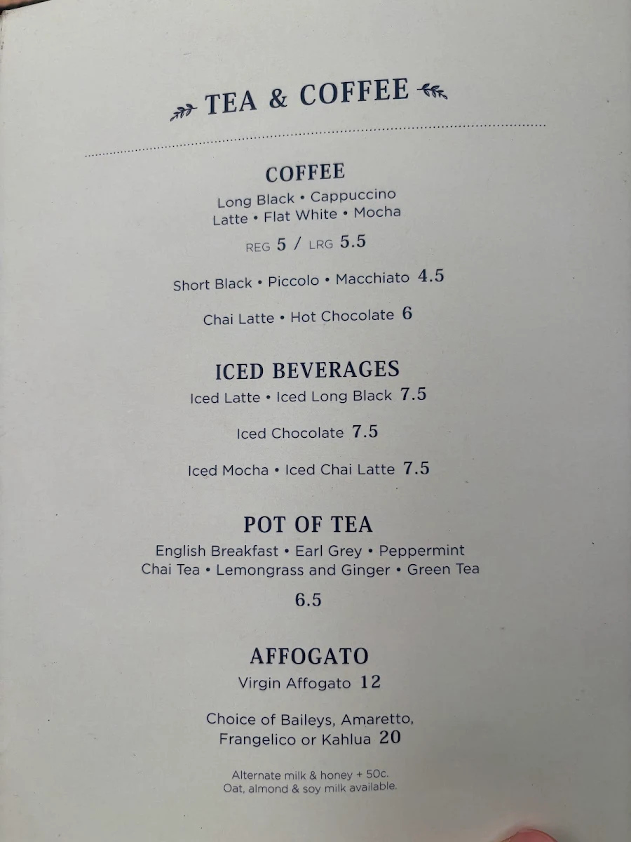 Menu, The Potting Shed at The Grounds