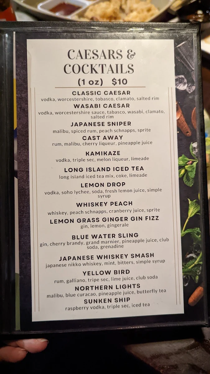 Menu, Blue Water Sushi