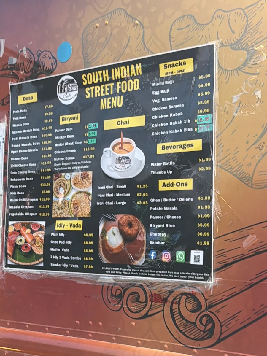 Menu, DBC Cafe Food Truck
