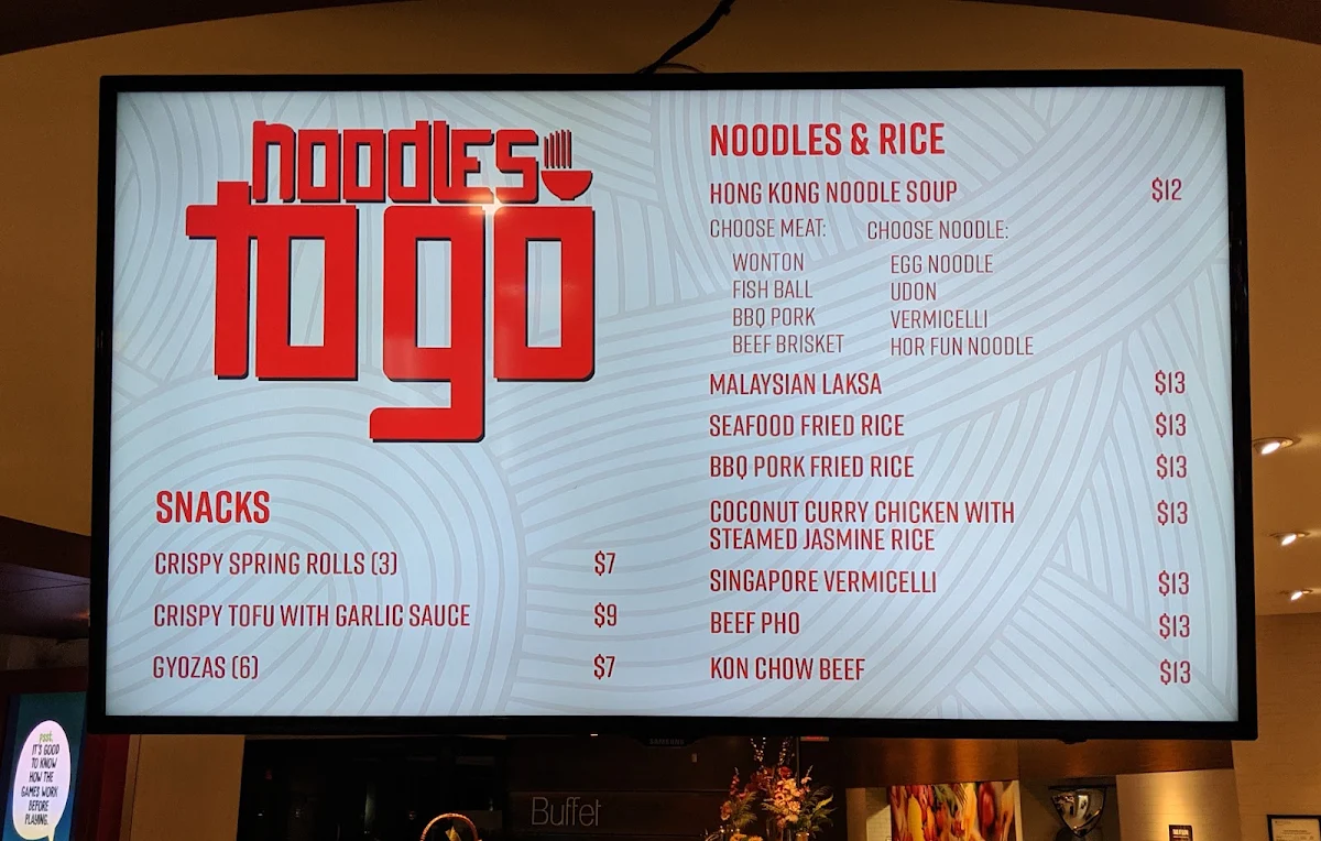 Menu, Noodles To Go