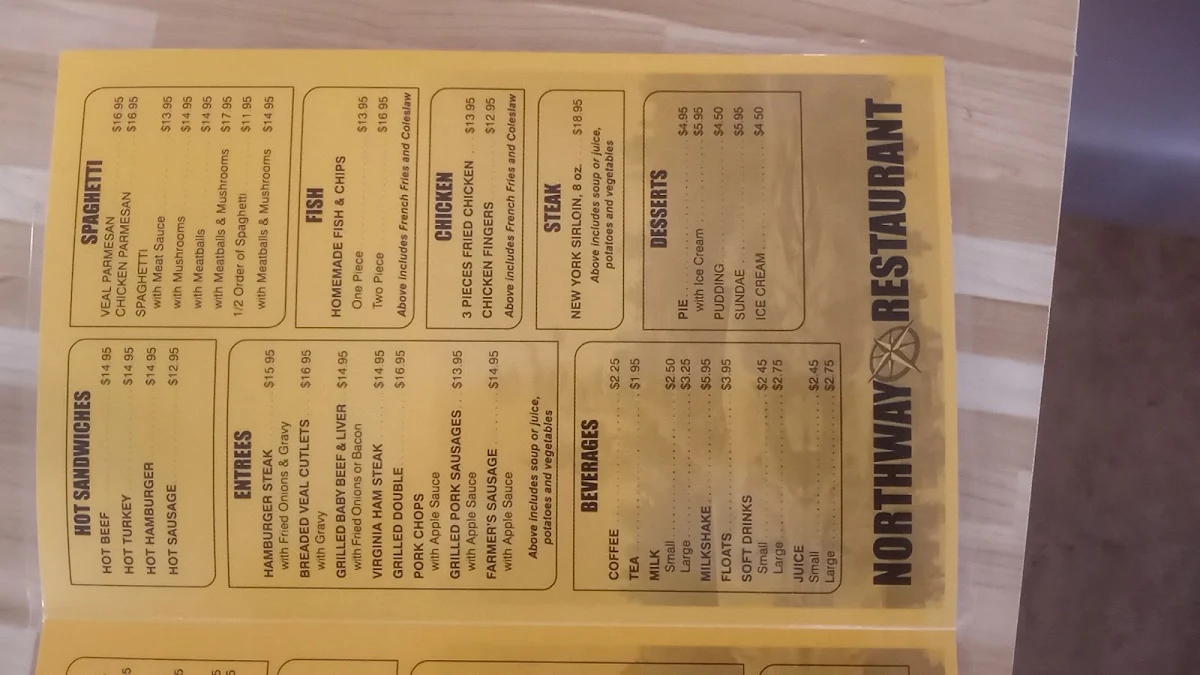 Menu, Northway Restaurant & Truck Stop