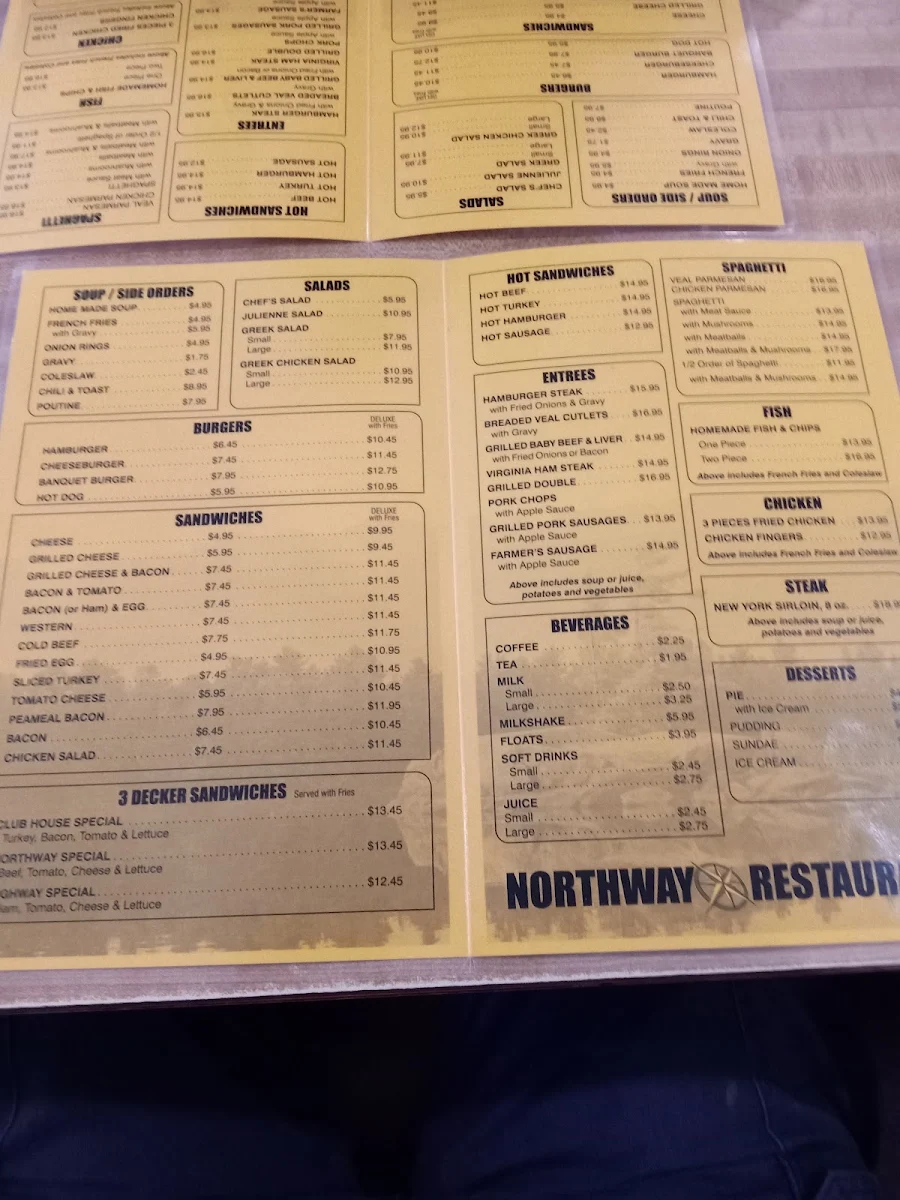 Menu, Northway Restaurant & Truck Stop