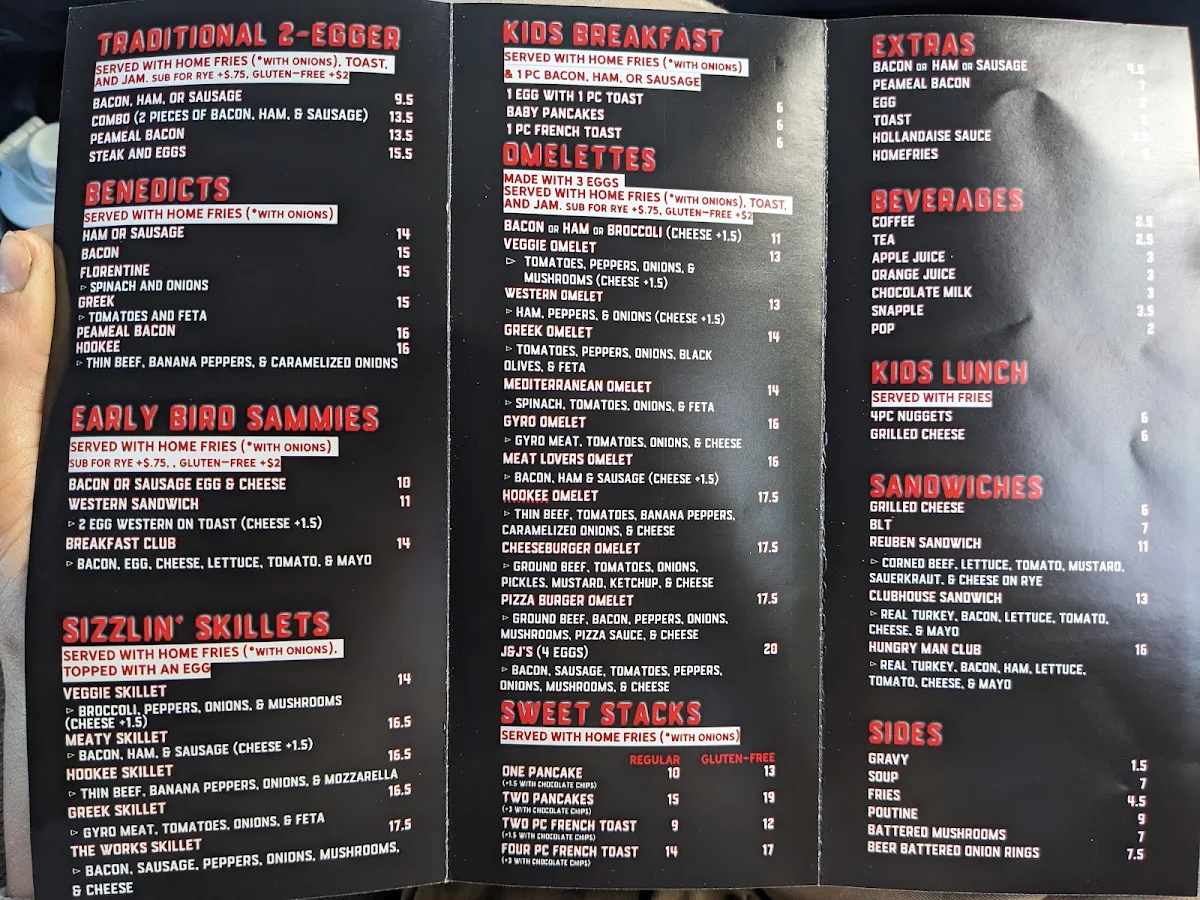 Menu, Jim's sub shop & Restaurant