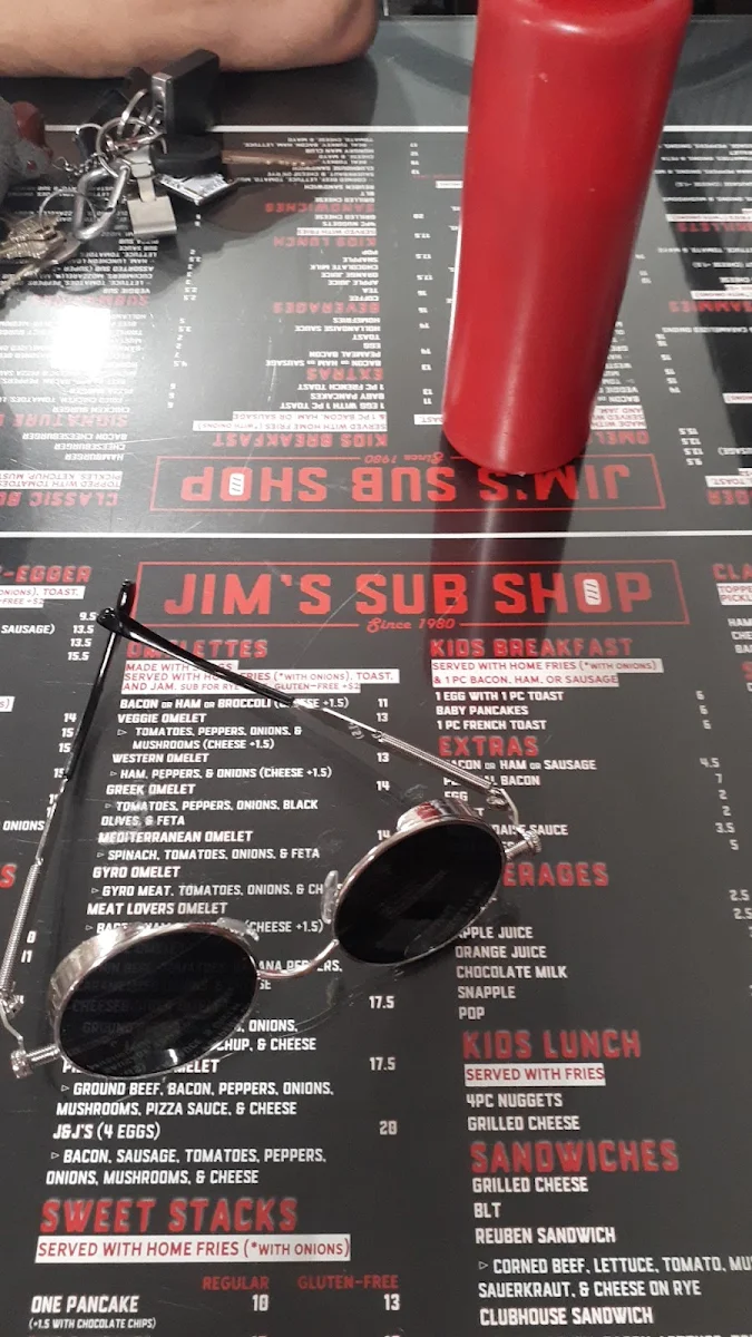 Menu, Jim's sub shop & Restaurant