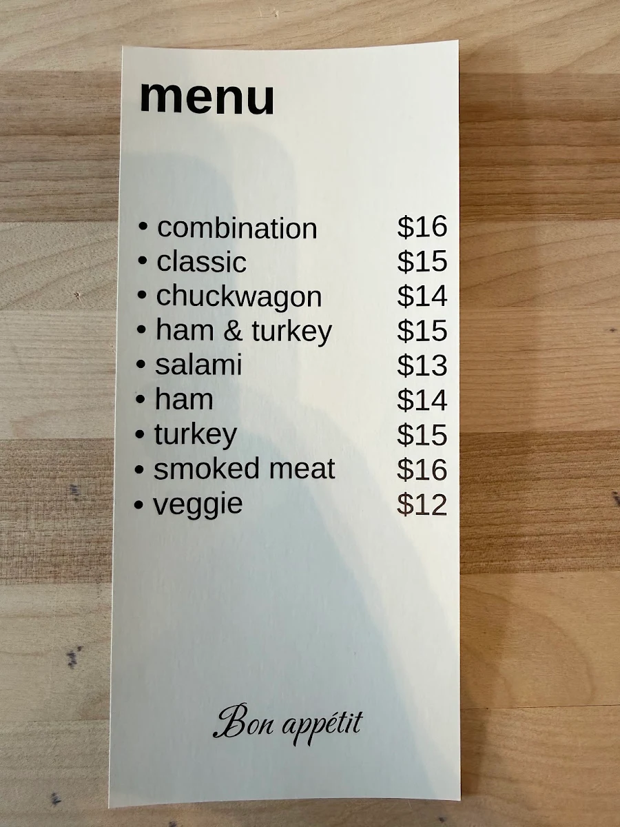 Menu, The C.P. Sub Shop