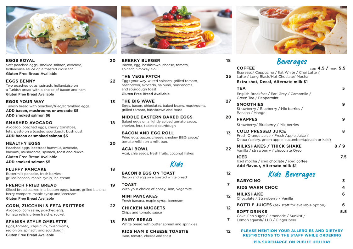 Menu, Dorsal by the Sea Restaurant, Bar, Grill, Coffee