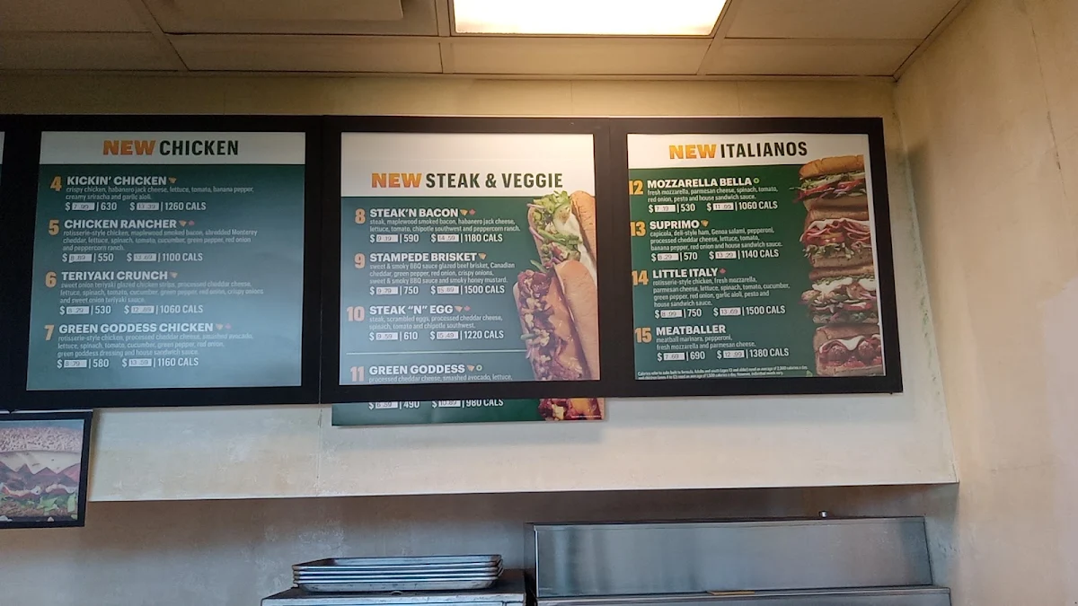 Menu, Subway