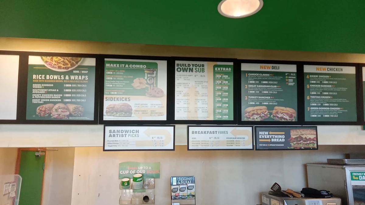 Menu, Subway
