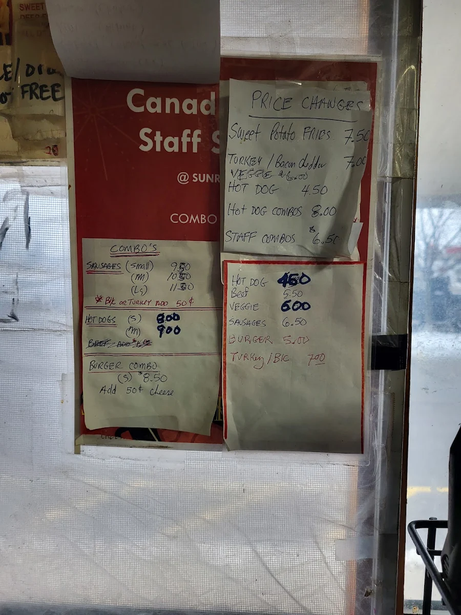 Menu, Sunrise Grill