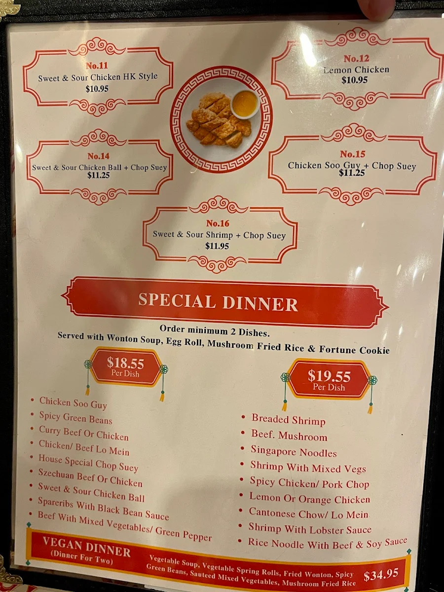 Menu, Tai Yan Palace