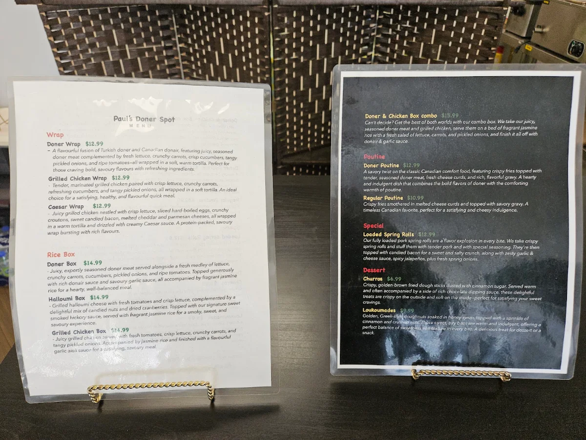 Menu, Paul's Döner Spot